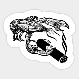 Cool animal (lobster) holding a cigar, art Sticker